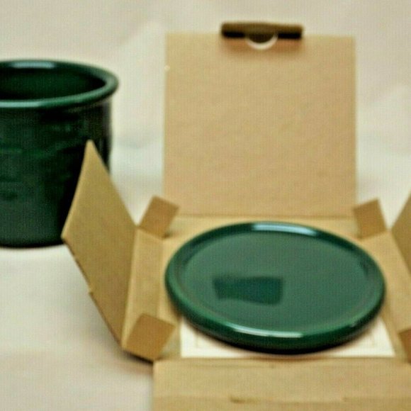 Longaberger Pottery Ivy Green 1 Pint Crock with New Coaster / Lid & Certificate - Picture 12 of 12